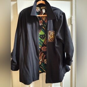 Bob Mackie Wearable Art Black Jacket with Patterned Lining.  Size 2x